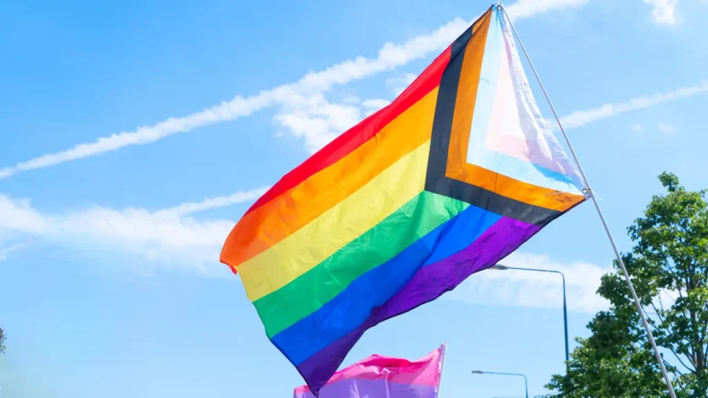 Progress Flag flying in the air