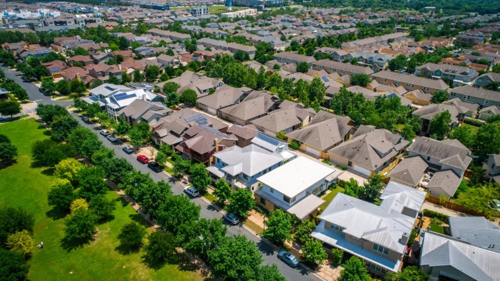 aerial view of neighborhood